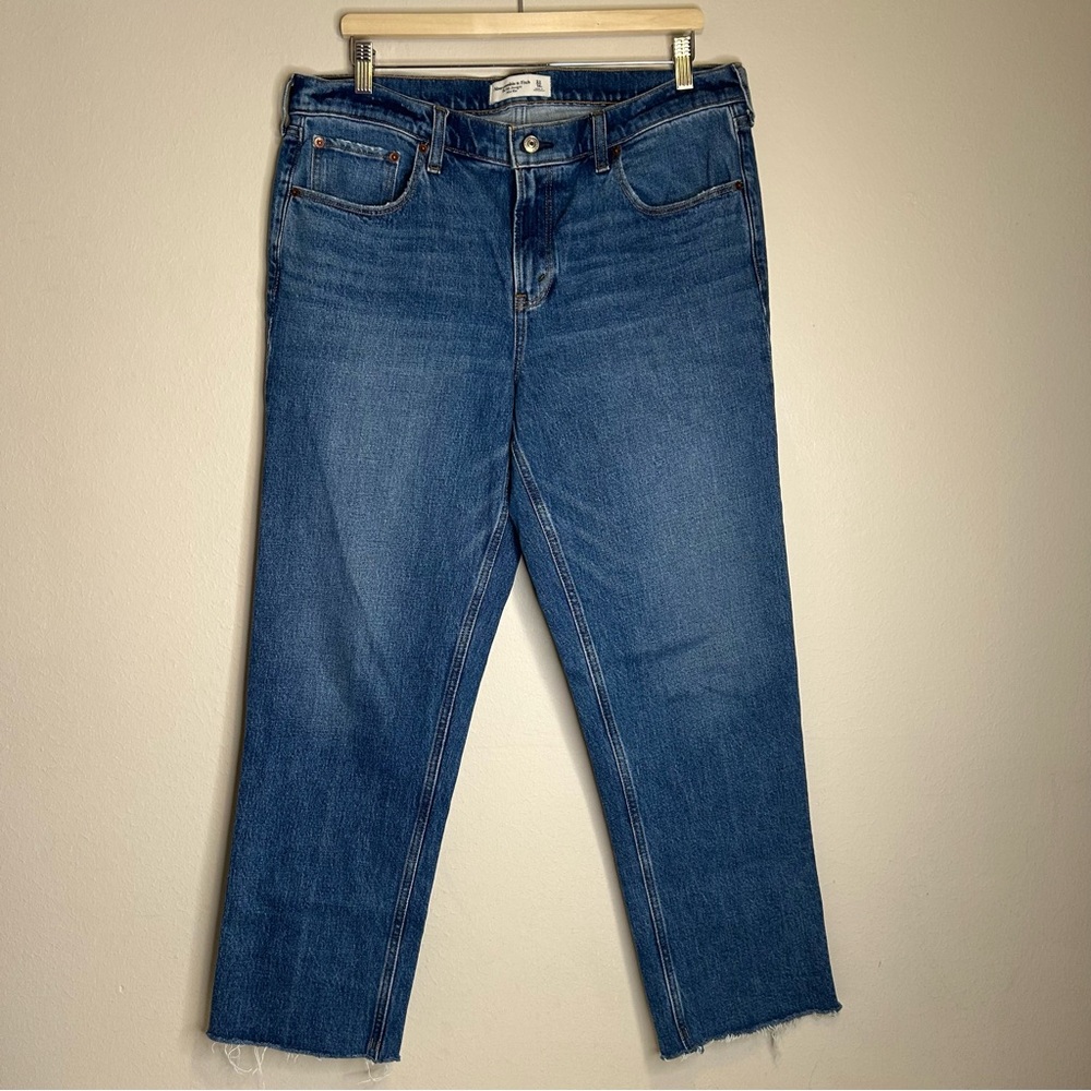 Abercrombie & Fitch Straight Leg Jeans in Medium Blue Denim